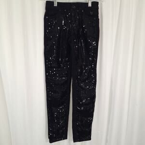 Justice Girls 10S Black Sequin Skinny Jeans Simply Low